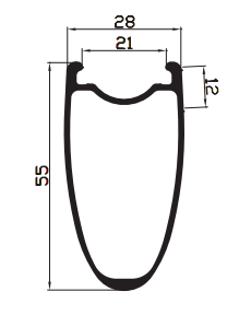 28mm wide 55mm deep road wheelset