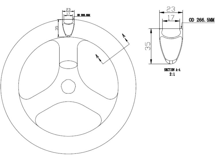 14 inch 255mm 3 spoke wheels